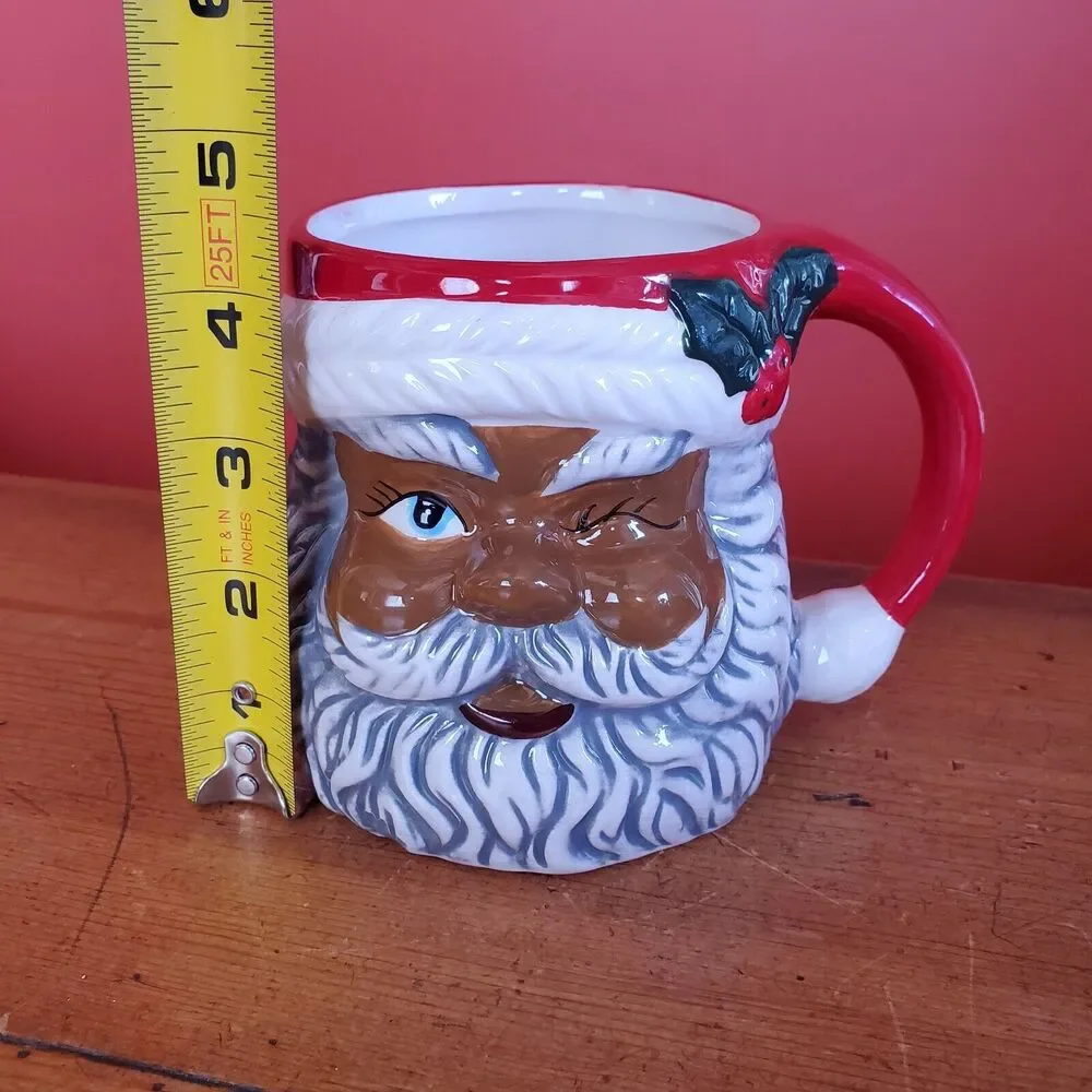 African American Santa Claus Mug Cup Stein Christmas Coffee Holiday Saint Nick